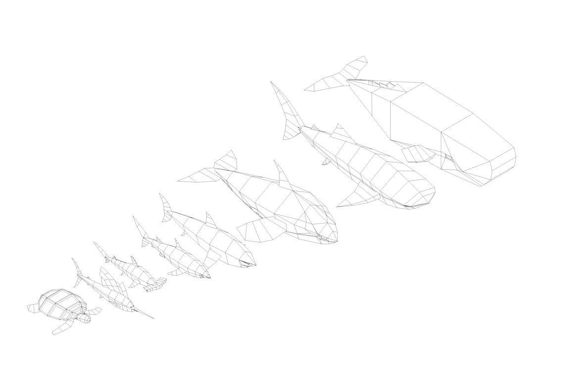 Low Poly Pirate Tropical Sea Fauna Animals Asset Pack Low-poly 3D model_1