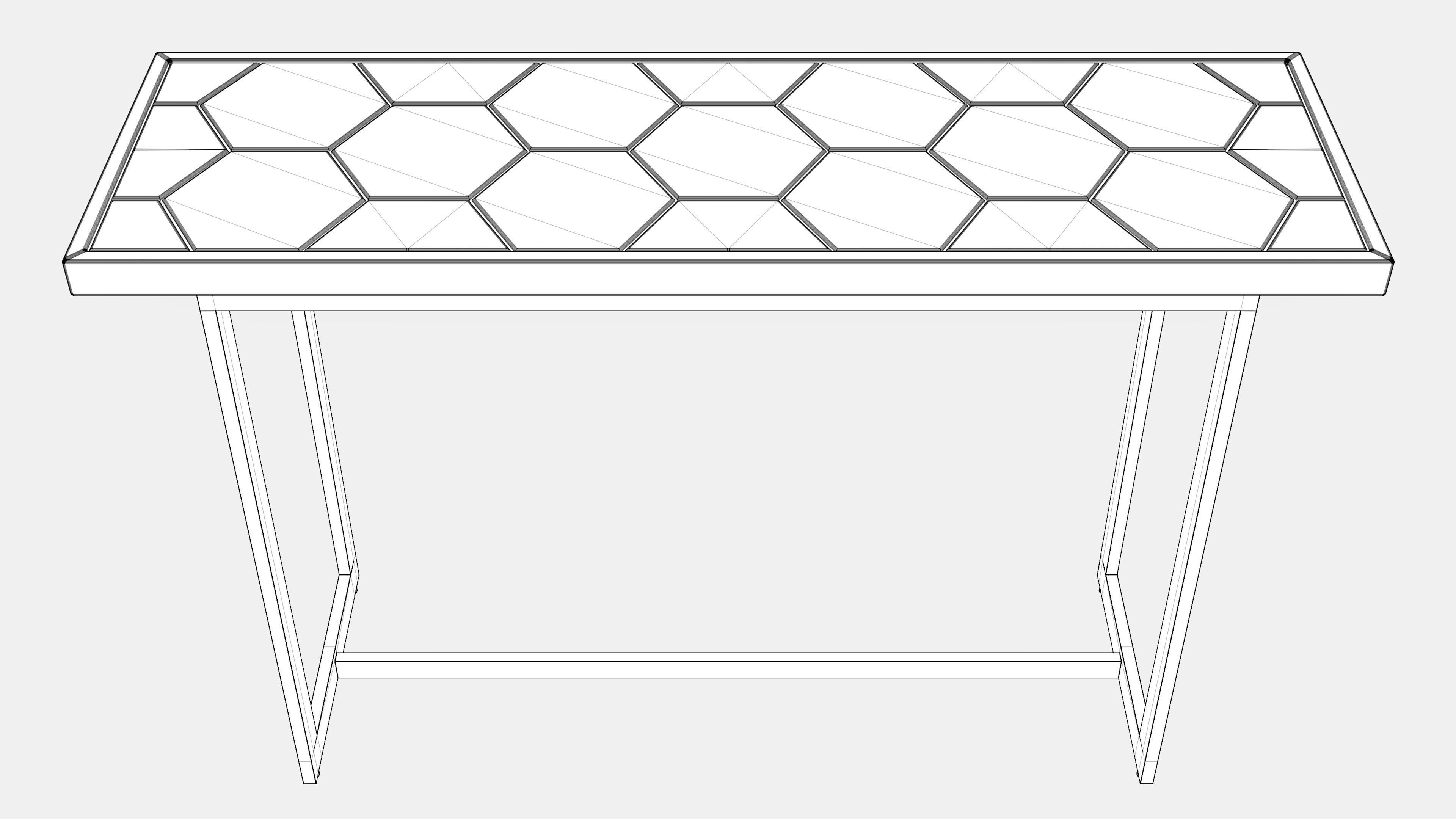 TABLE HONEYCOMB WOODEN TOP 3D model_4