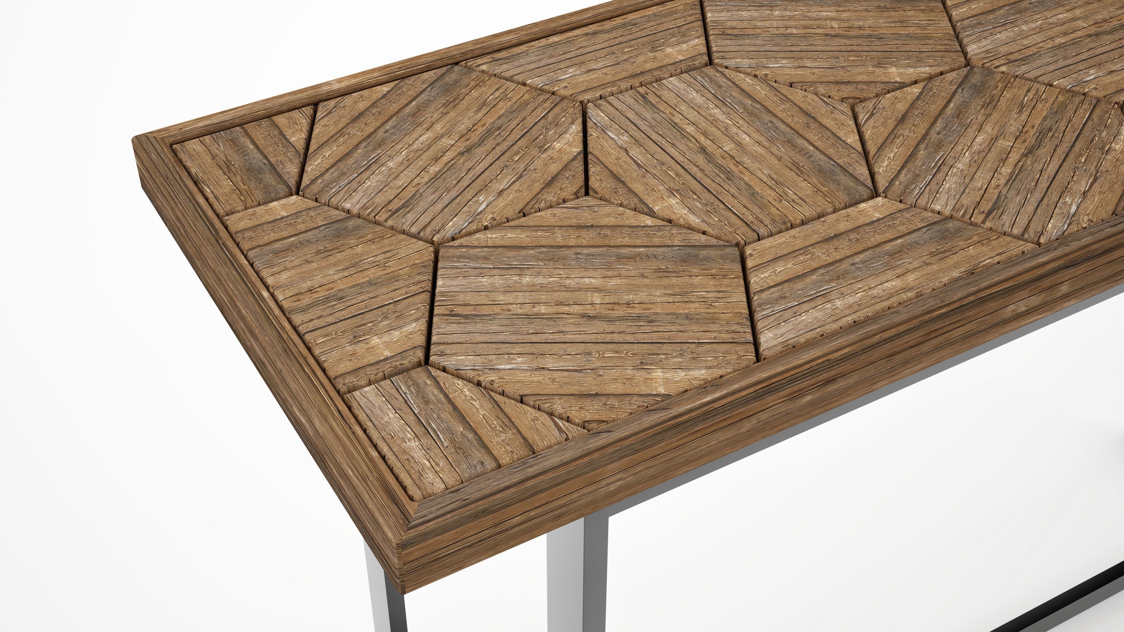 TABLE HONEYCOMB WOODEN TOP 3D model_2