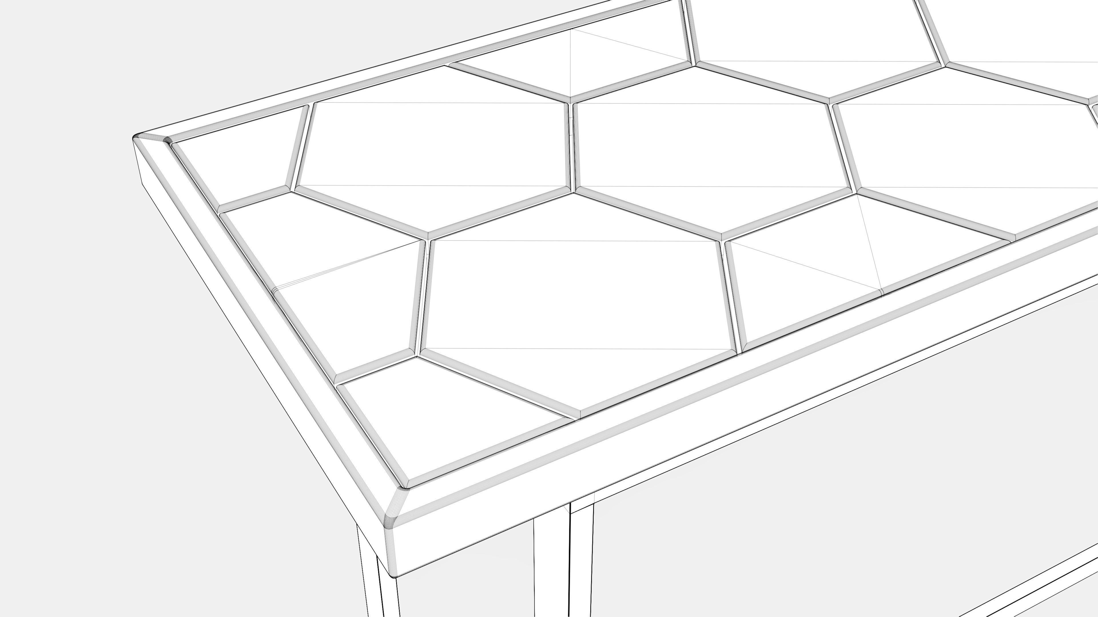TABLE HONEYCOMB WOODEN TOP 3D model_6