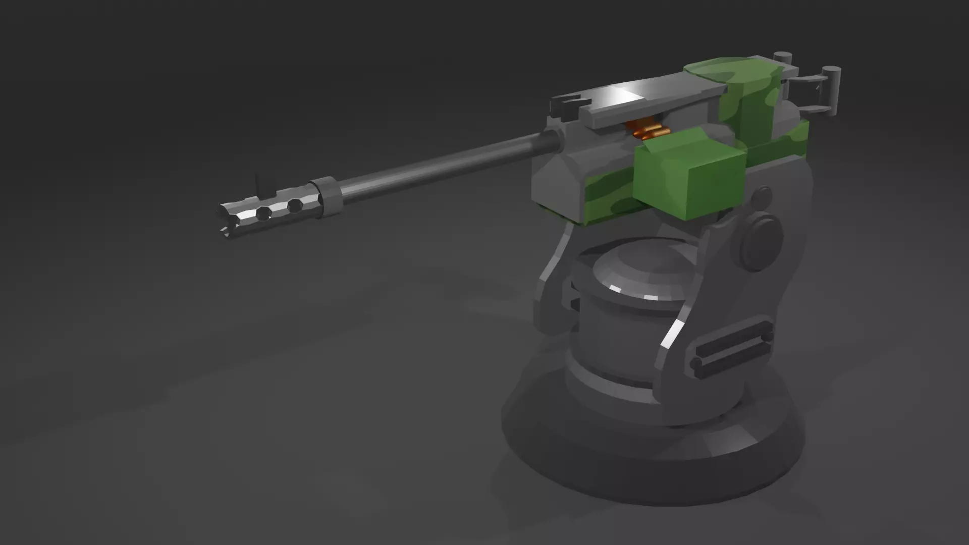 Machine Gun Turret Low-poly 3D model_0