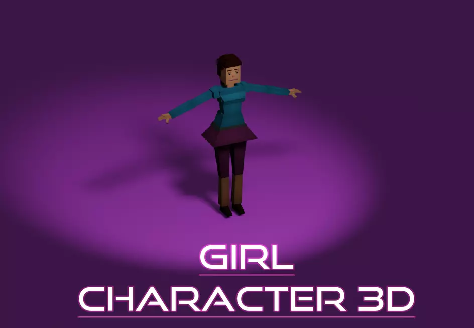 Low Poly Girl 3D woman Low-poly 3D model