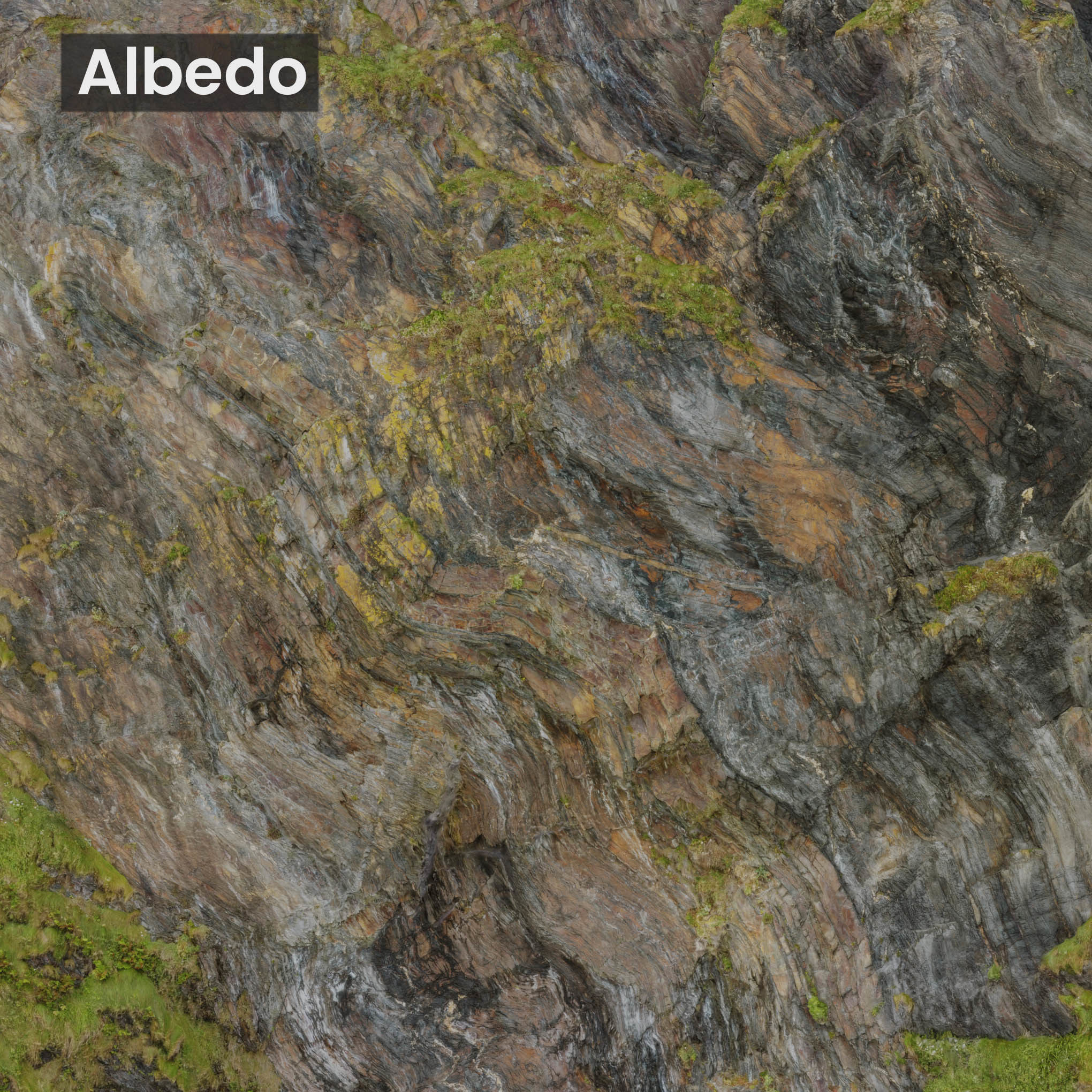 Large Coast Cliff PBR Scan 01 Low-poly 3D model_13