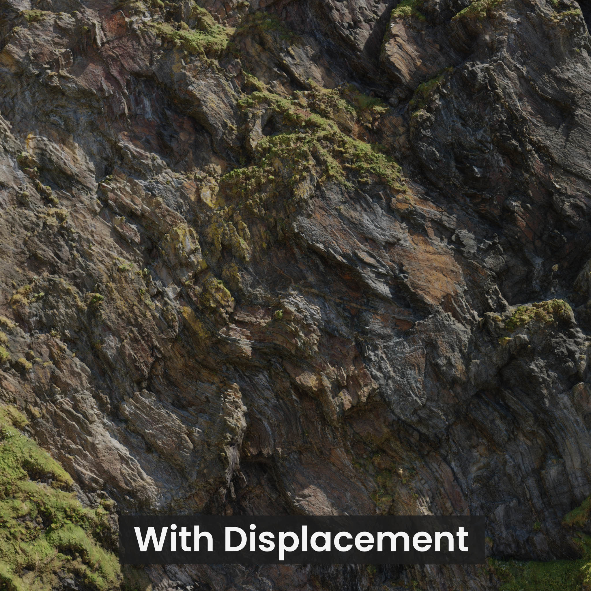 Large Coast Cliff PBR Scan 01 Low-poly 3D model_3