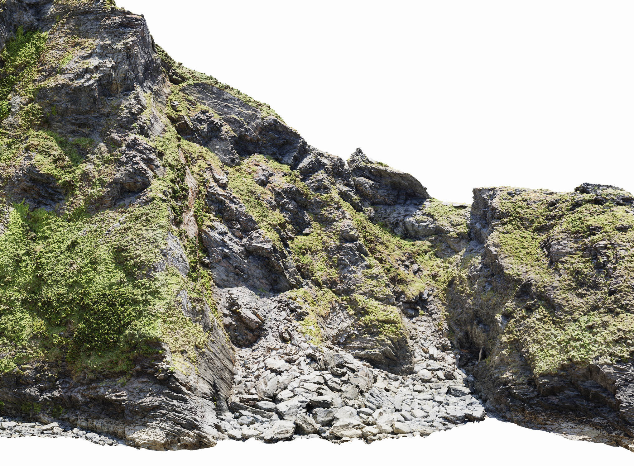 Large Coast Cliff PBR Scan 01 Low-poly 3D model_10