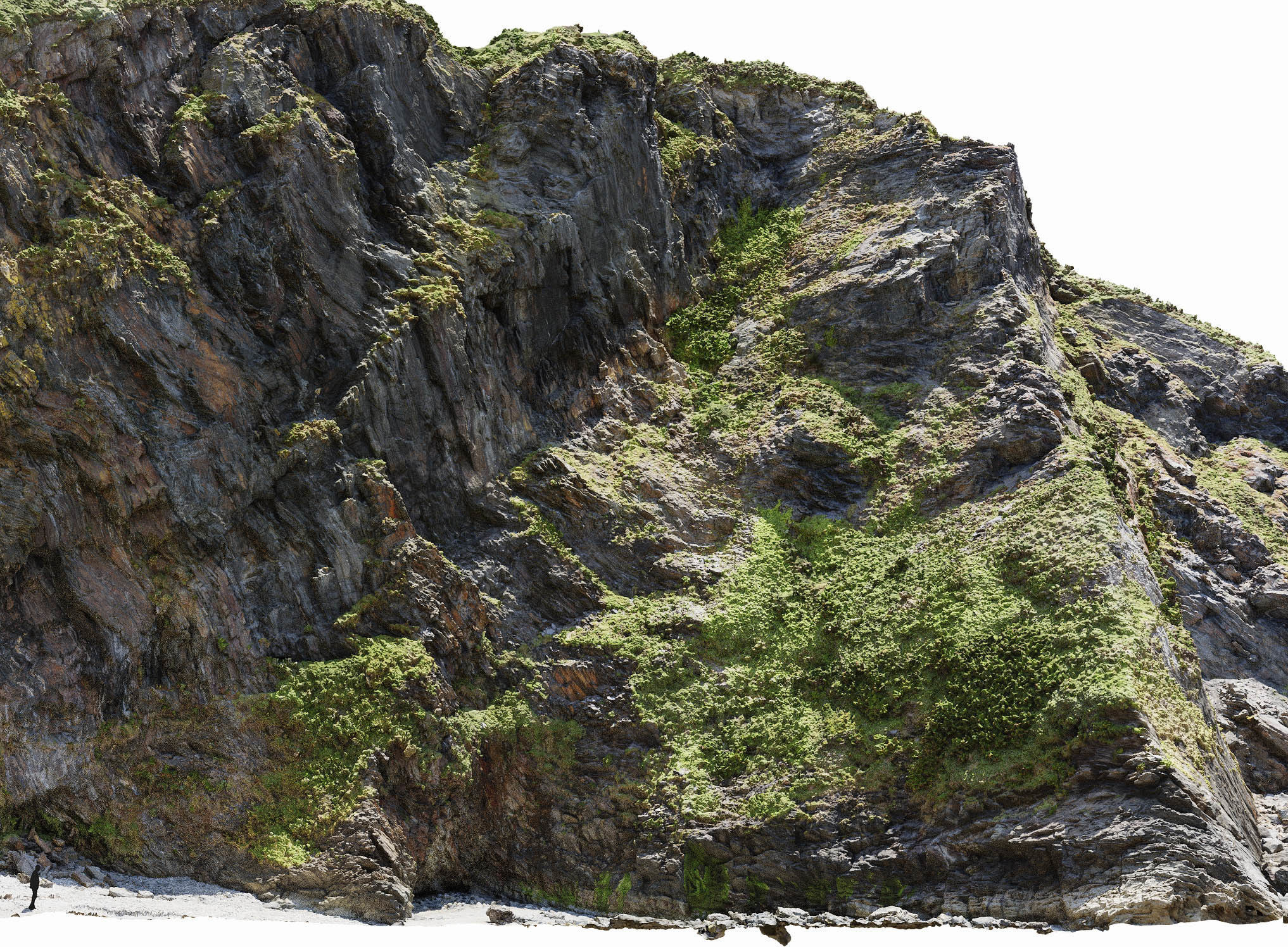 Large Coast Cliff PBR Scan 01 Low-poly 3D model_9