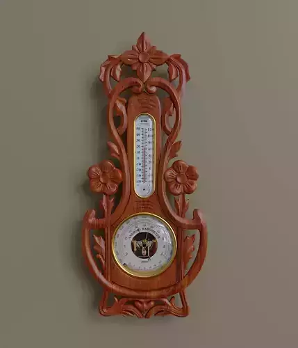 Wall mounted  barometer thermometer 3D model