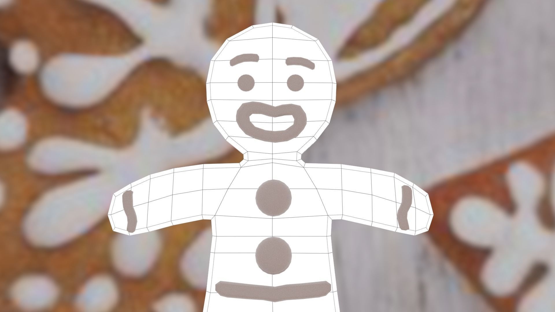 Christmas Gingerbread man Broken legs Low-poly 3D model_47