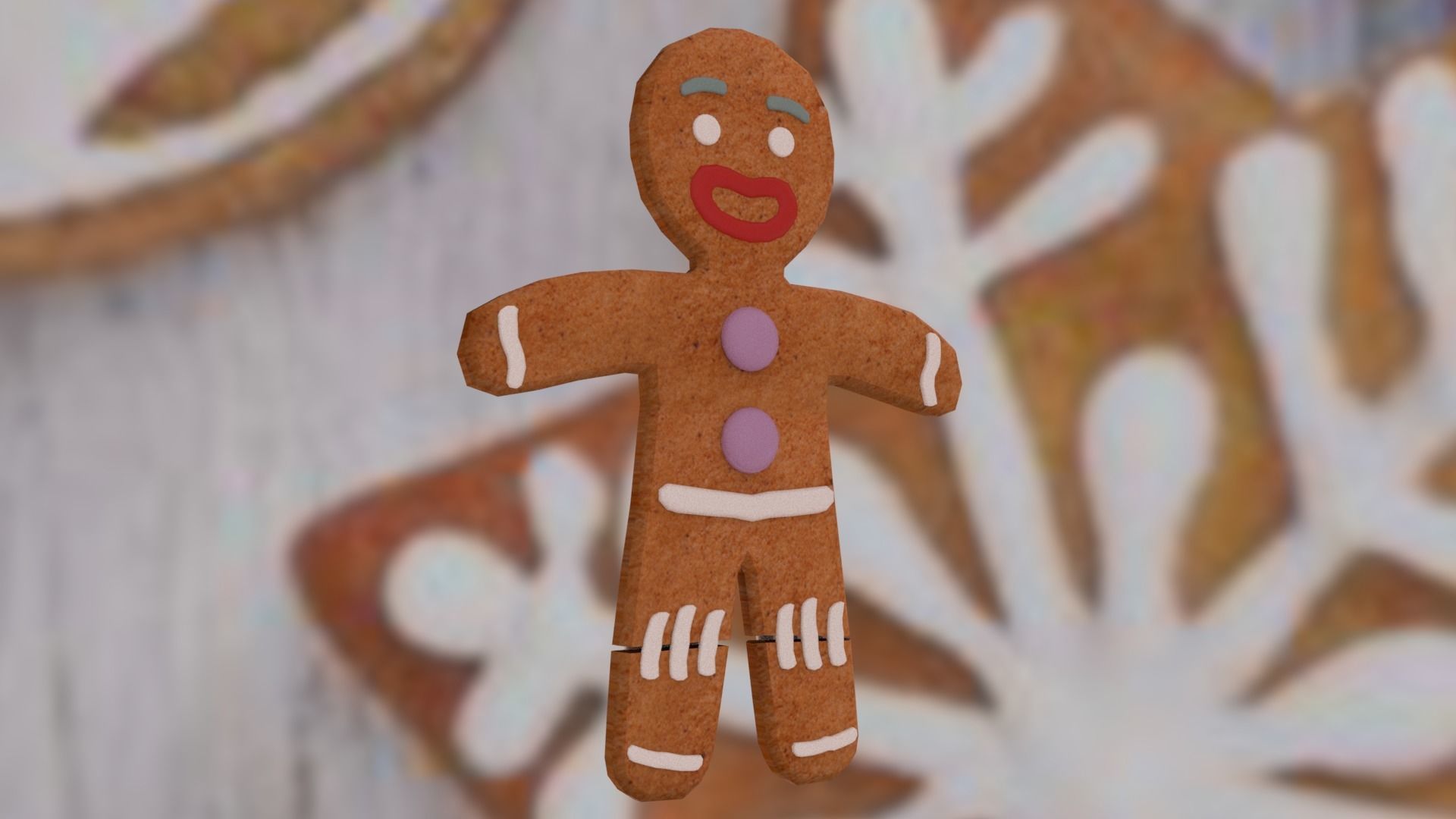 Christmas Gingerbread man Broken legs Low-poly 3D model_8