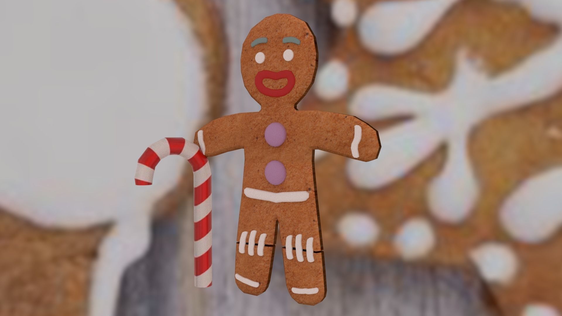 Christmas Gingerbread man Broken legs Low-poly 3D model_13