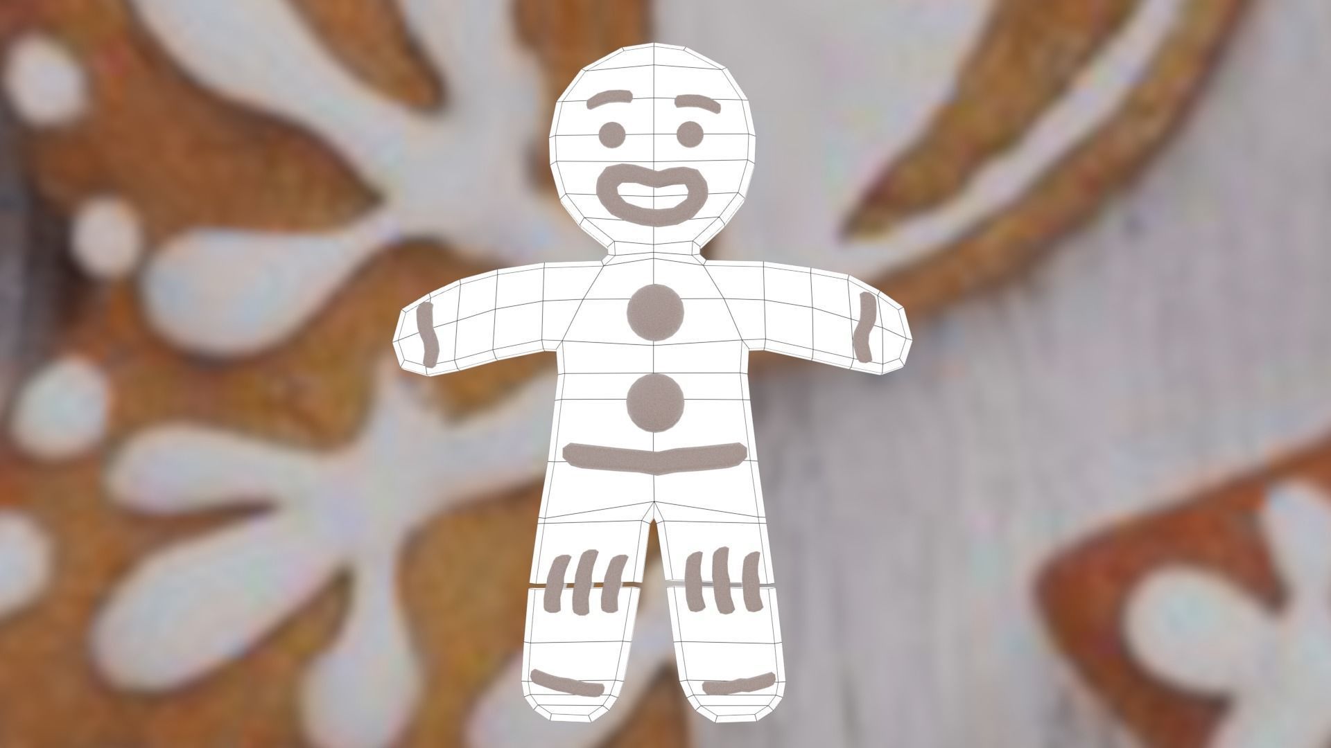 Christmas Gingerbread man Broken legs Low-poly 3D model_41