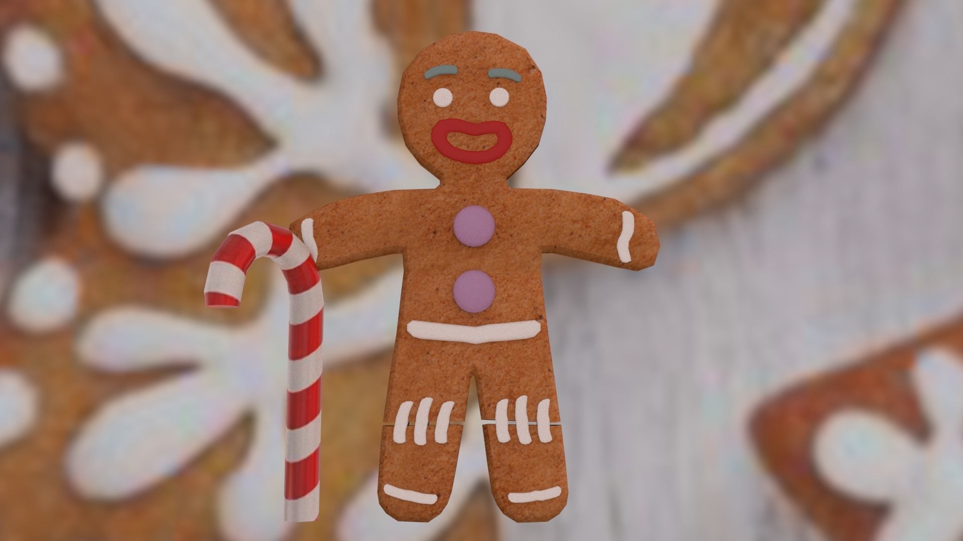Christmas Gingerbread man Broken legs Low-poly 3D model_12