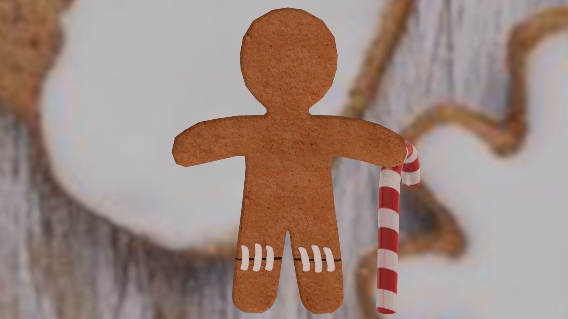 Christmas Gingerbread man Broken legs Low-poly 3D model_16
