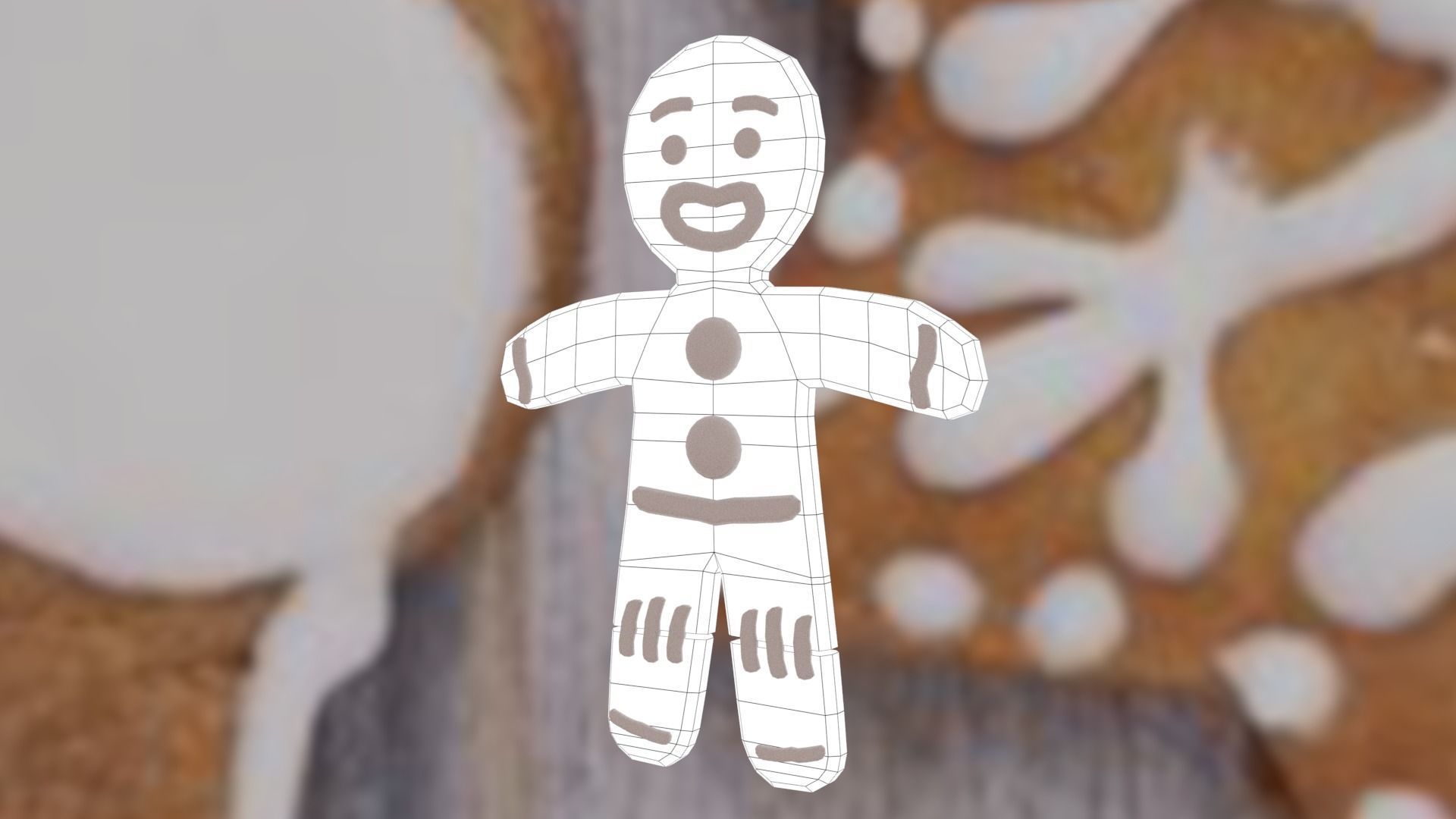 Christmas Gingerbread man Broken legs Low-poly 3D model_50