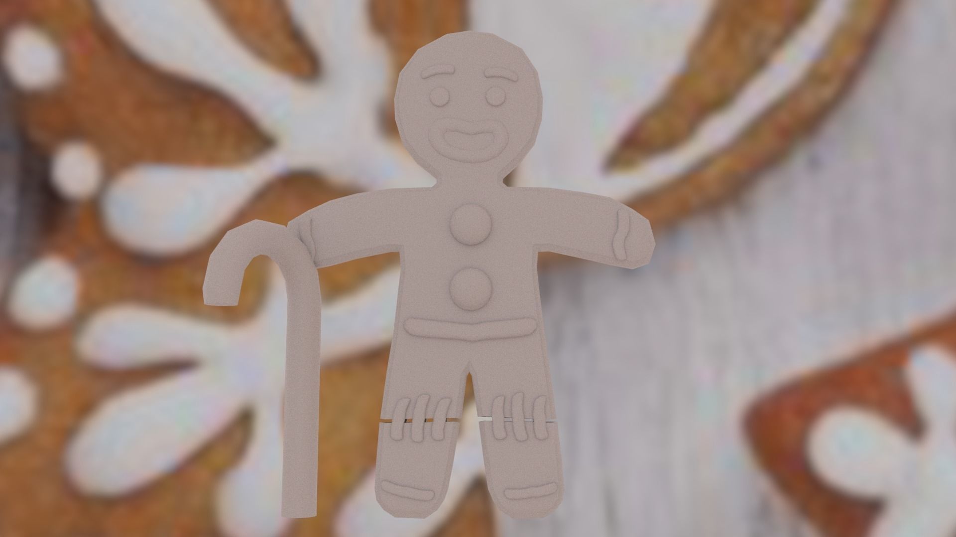 Christmas Gingerbread man Broken legs Low-poly 3D model_21