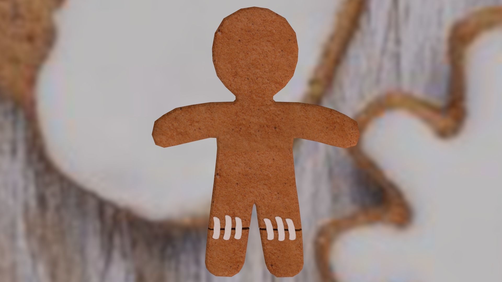 Christmas Gingerbread man Broken legs Low-poly 3D model_5