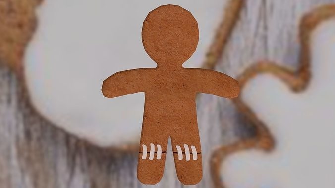 Christmas Gingerbread man Broken legs Low-poly 3D model 6