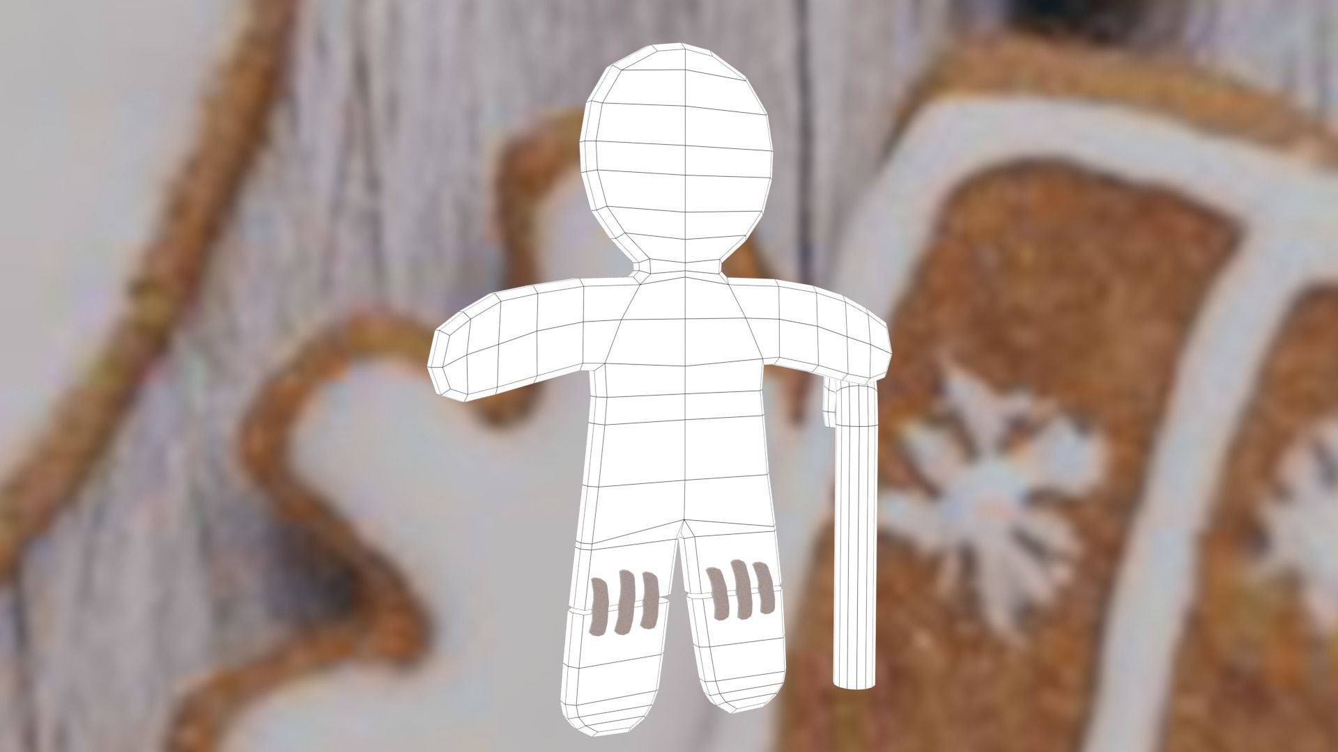 Christmas Gingerbread man Broken legs Low-poly 3D model_55