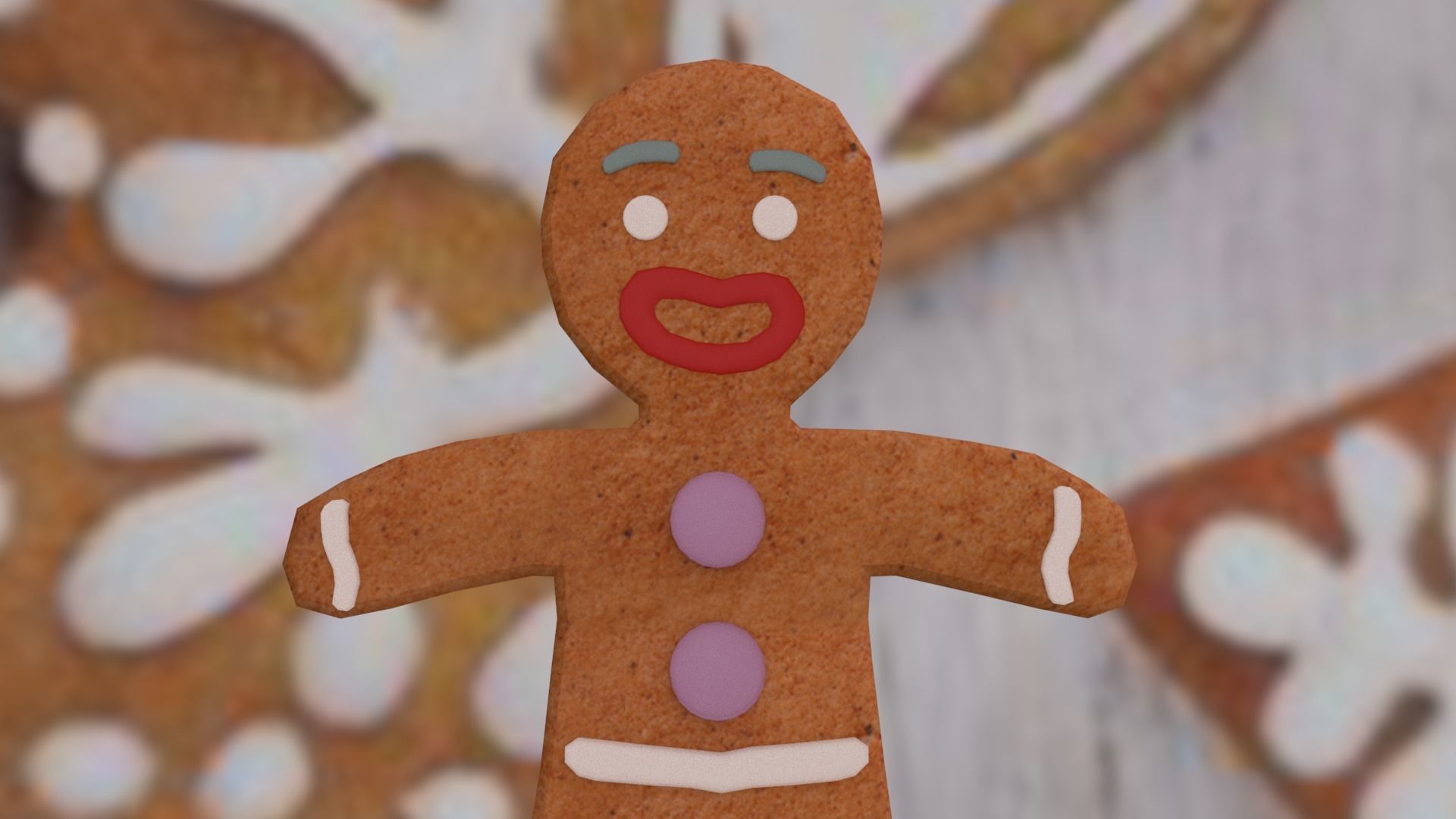 Christmas Gingerbread man Broken legs Low-poly 3D model_9