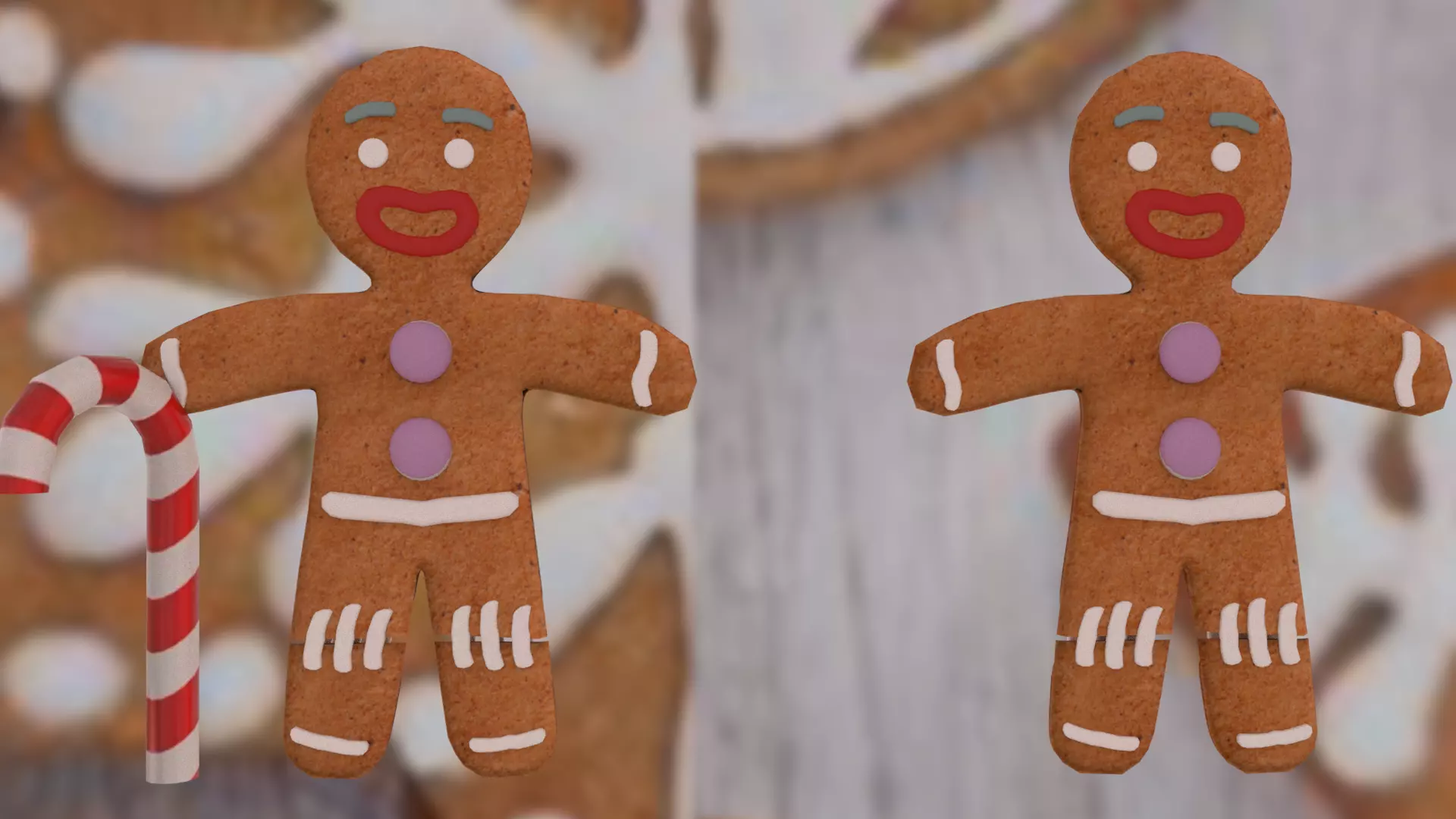Christmas Gingerbread man Broken legs Low-poly 3D model_0