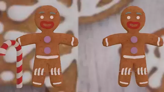 Christmas Gingerbread man Broken legs Low-poly 3D model