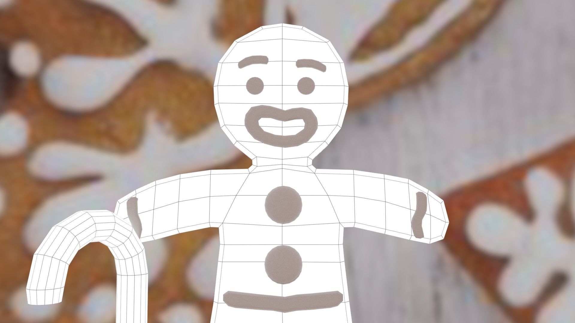 Christmas Gingerbread man Broken legs Low-poly 3D model_58