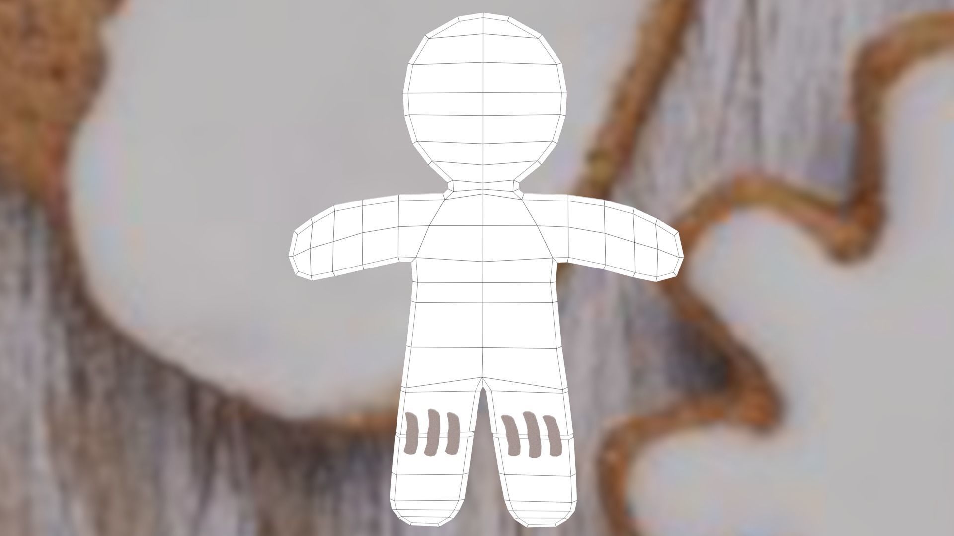 Christmas Gingerbread man Broken legs Low-poly 3D model_46