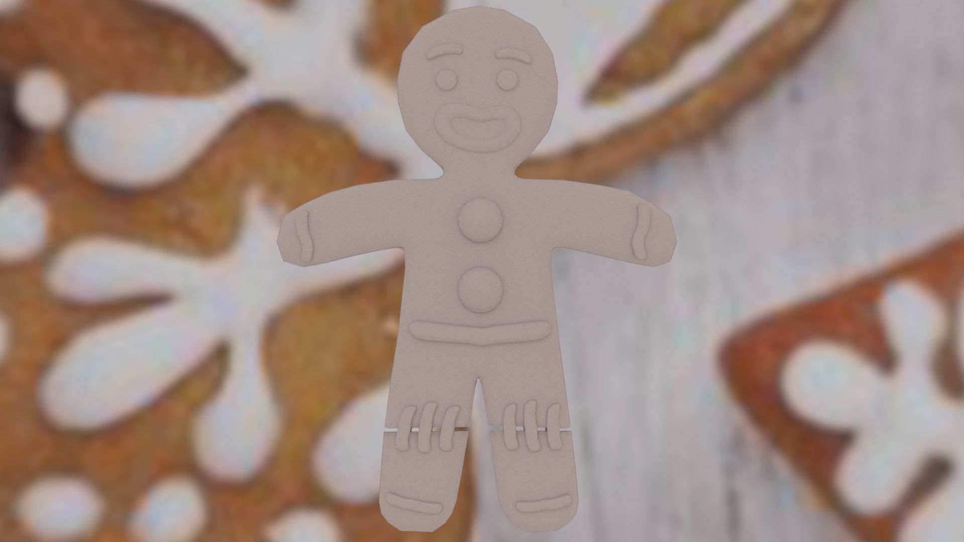 Christmas Gingerbread man Broken legs Low-poly 3D model_39