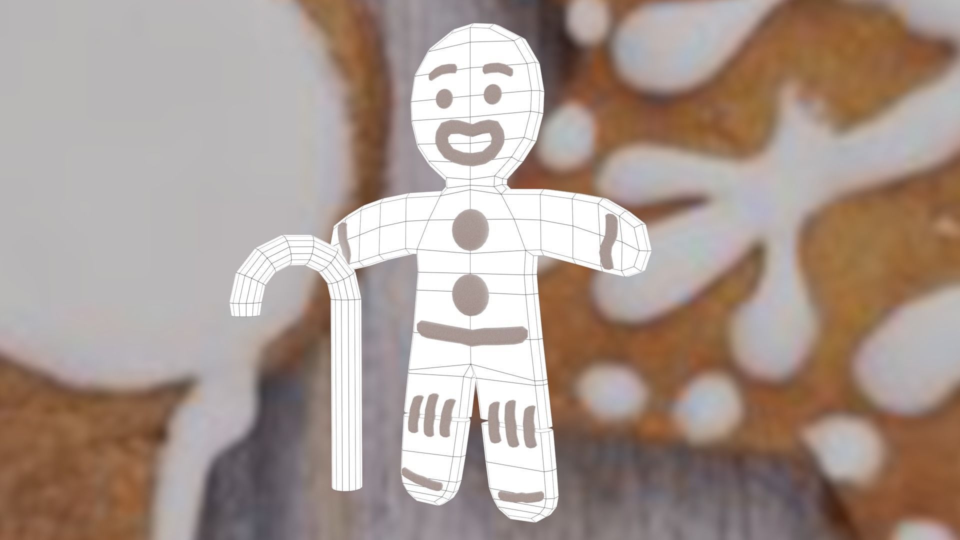 Christmas Gingerbread man Broken legs Low-poly 3D model_52