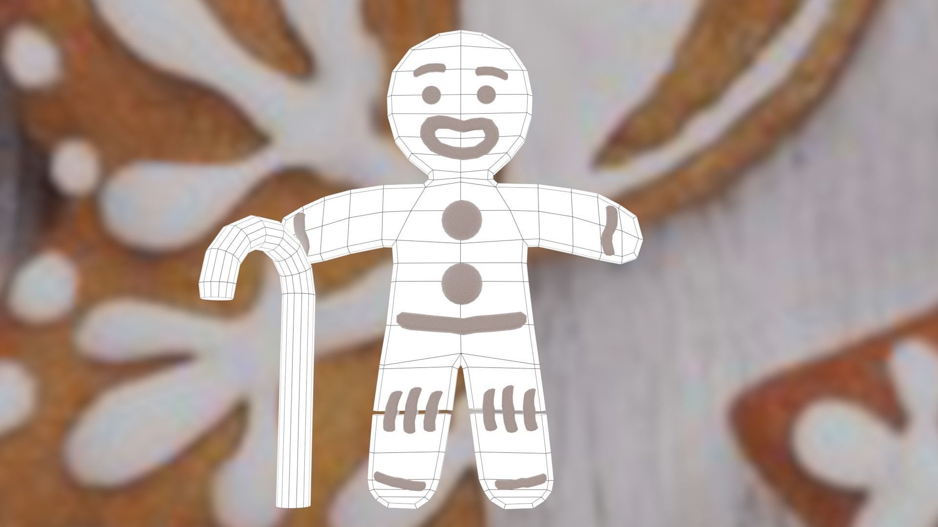 Christmas Gingerbread man Broken legs Low-poly 3D model_51