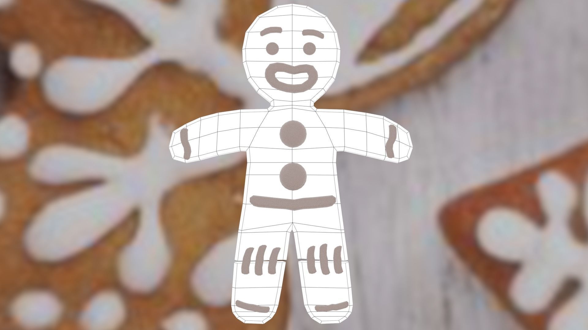 Christmas Gingerbread man Broken legs Low-poly 3D model_49