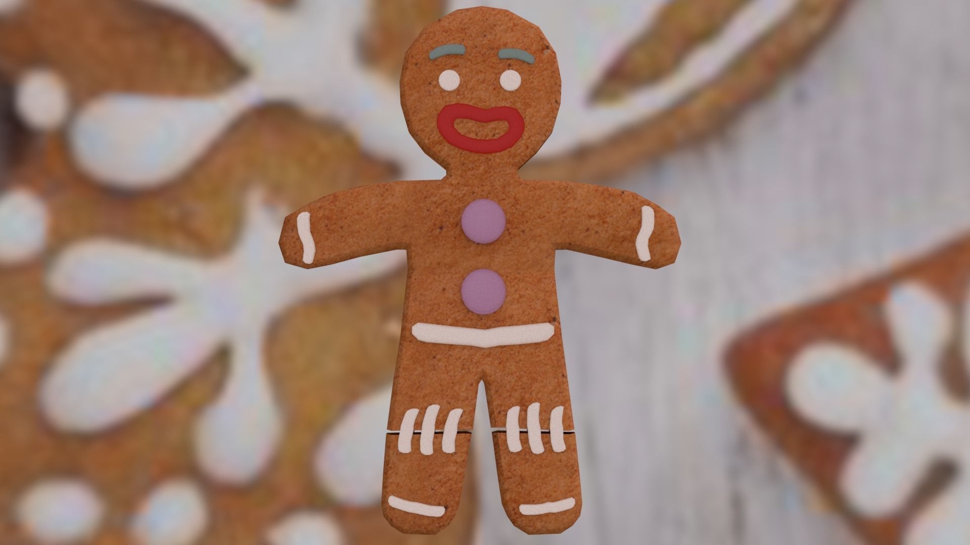 Christmas Gingerbread man Broken legs Low-poly 3D model_10