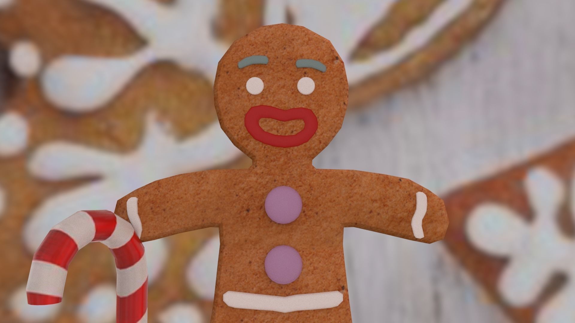 Christmas Gingerbread man Broken legs Low-poly 3D model_20