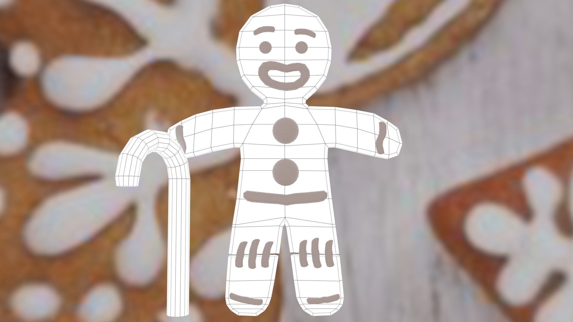 Christmas Gingerbread man Broken legs Low-poly 3D model_60