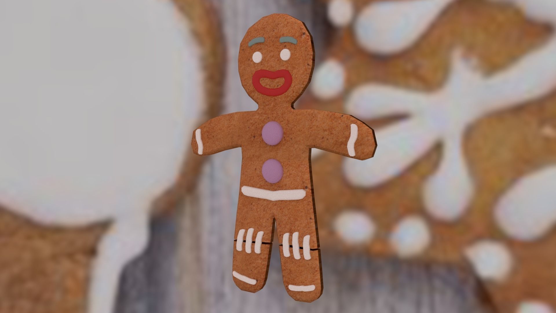 Christmas Gingerbread man Broken legs Low-poly 3D model_2