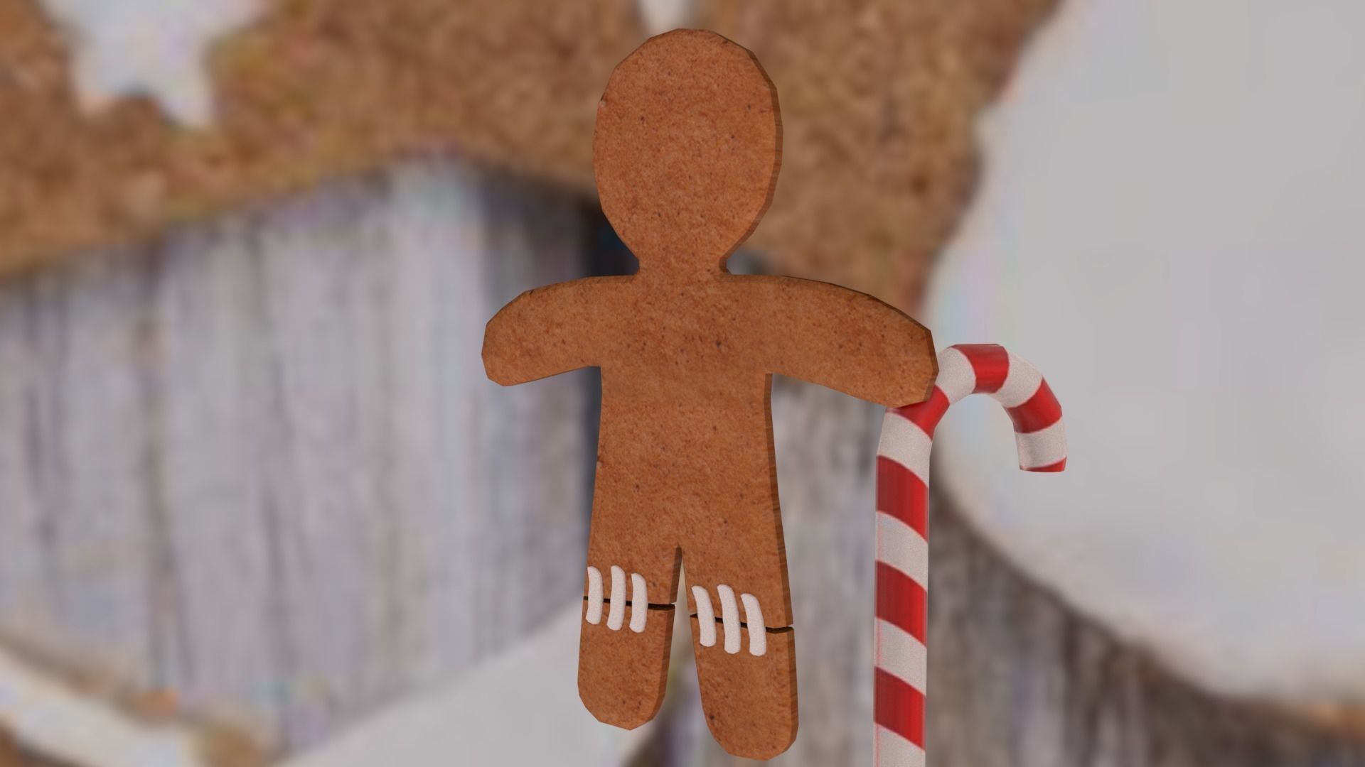 Christmas Gingerbread man Broken legs Low-poly 3D model_17