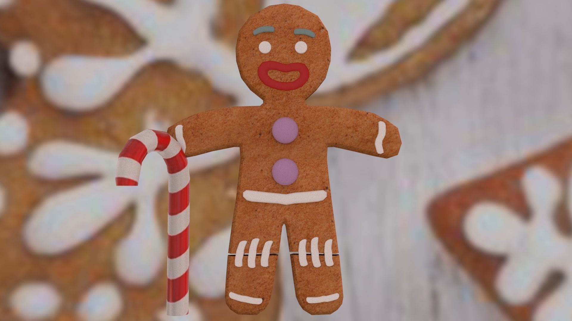 Christmas Gingerbread man Broken legs Low-poly 3D model_11