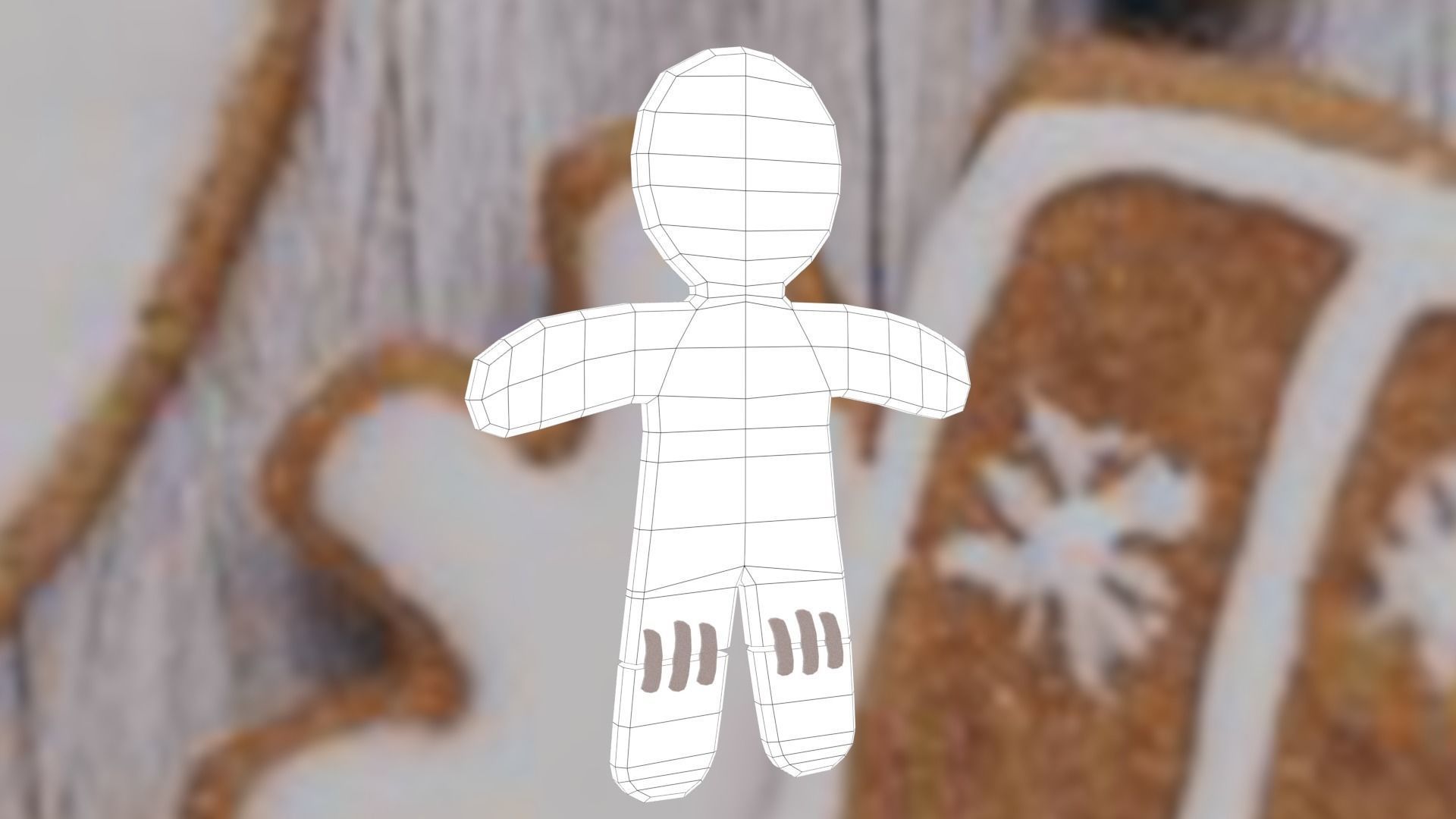 Christmas Gingerbread man Broken legs Low-poly 3D model_44