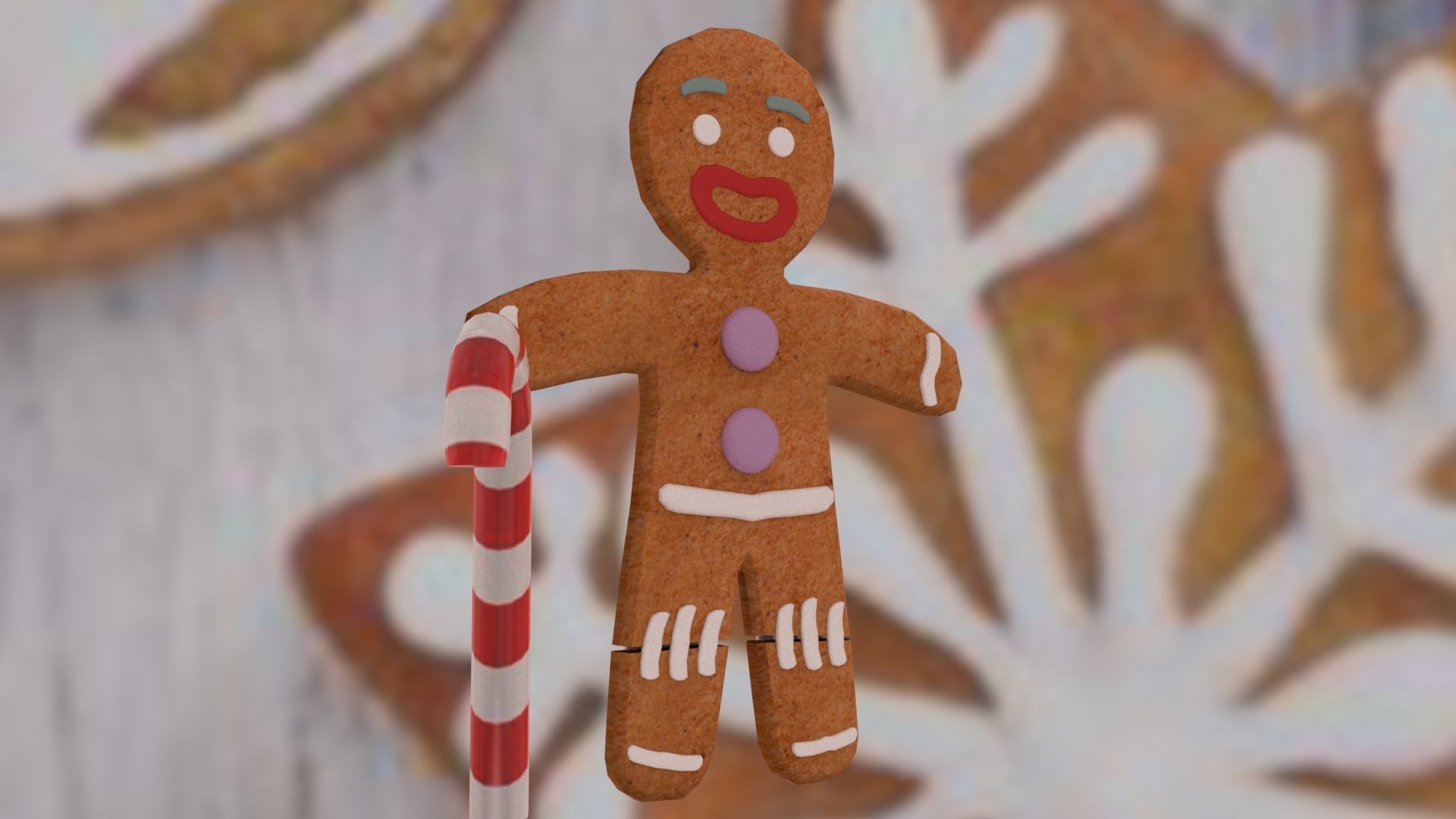 Christmas Gingerbread man Broken legs Low-poly 3D model_19