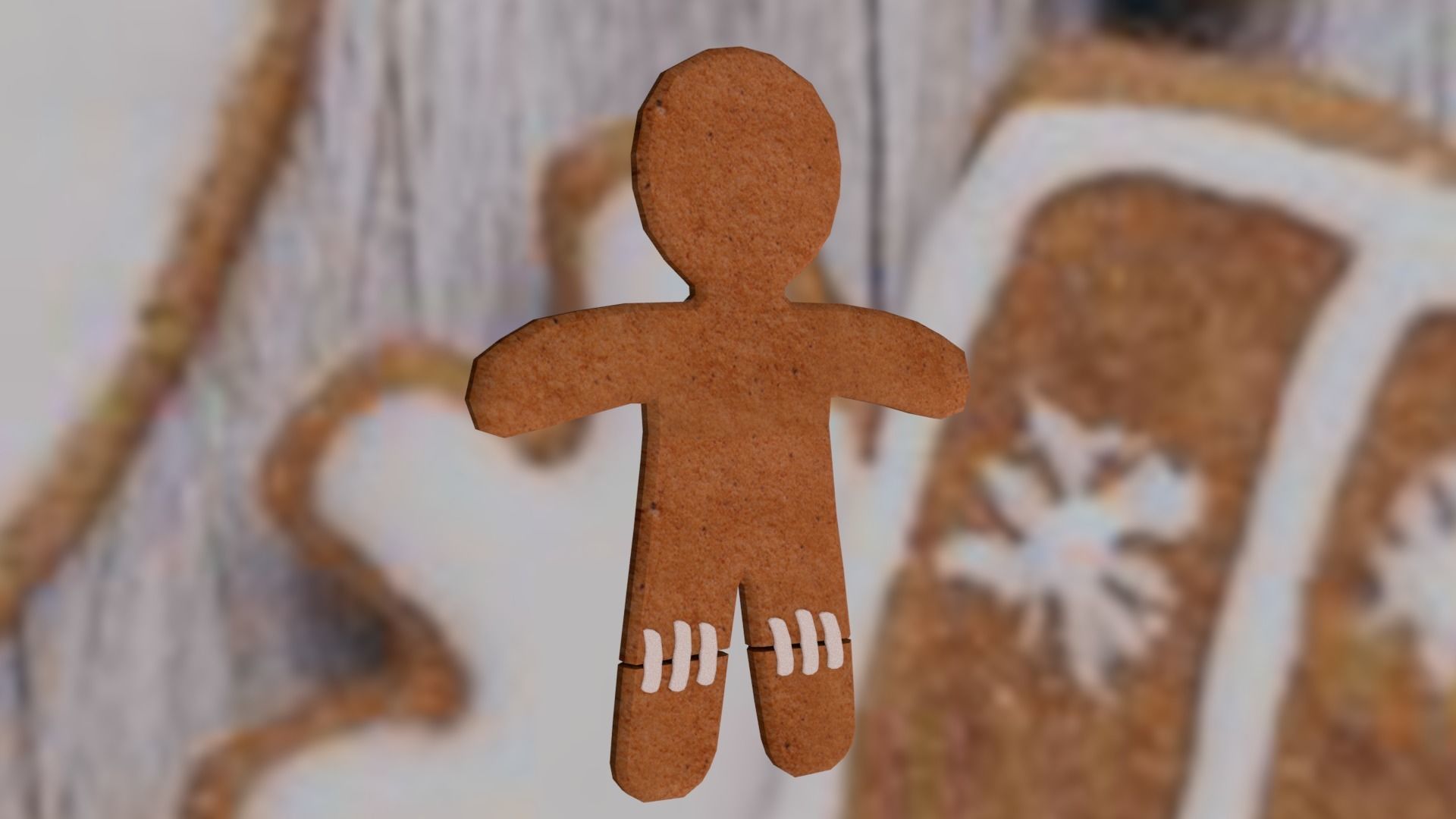 Christmas Gingerbread man Broken legs Low-poly 3D model_4