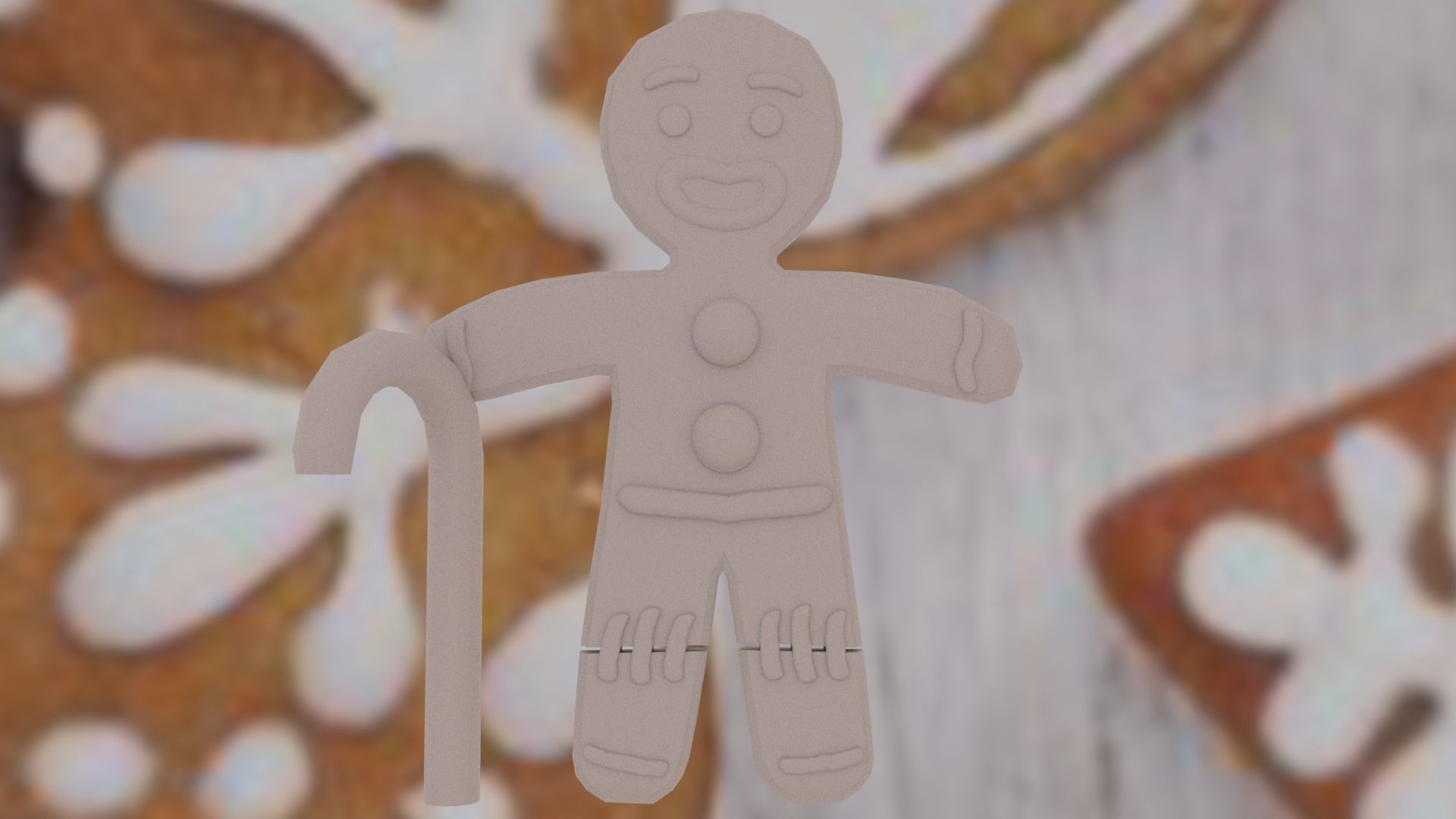 Christmas Gingerbread man Broken legs Low-poly 3D model_30