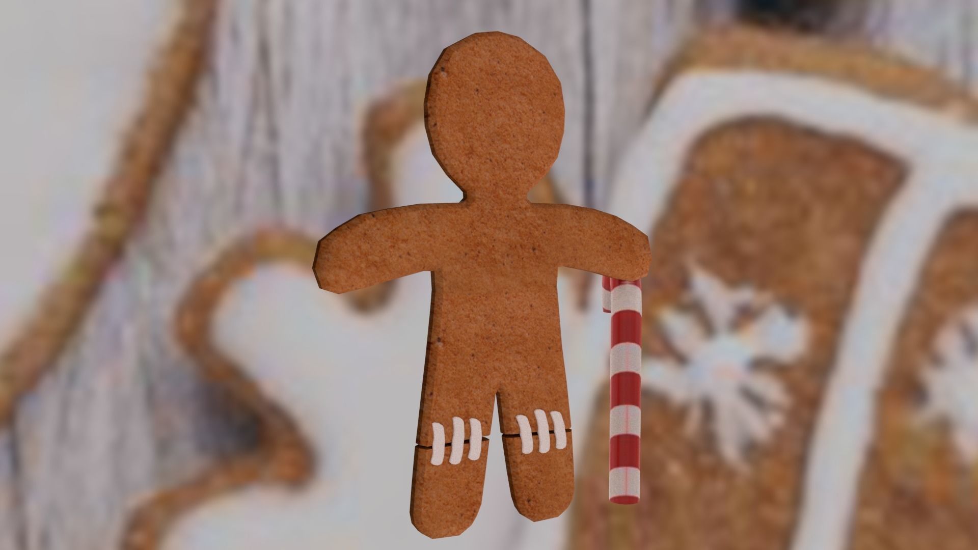Christmas Gingerbread man Broken legs Low-poly 3D model_15