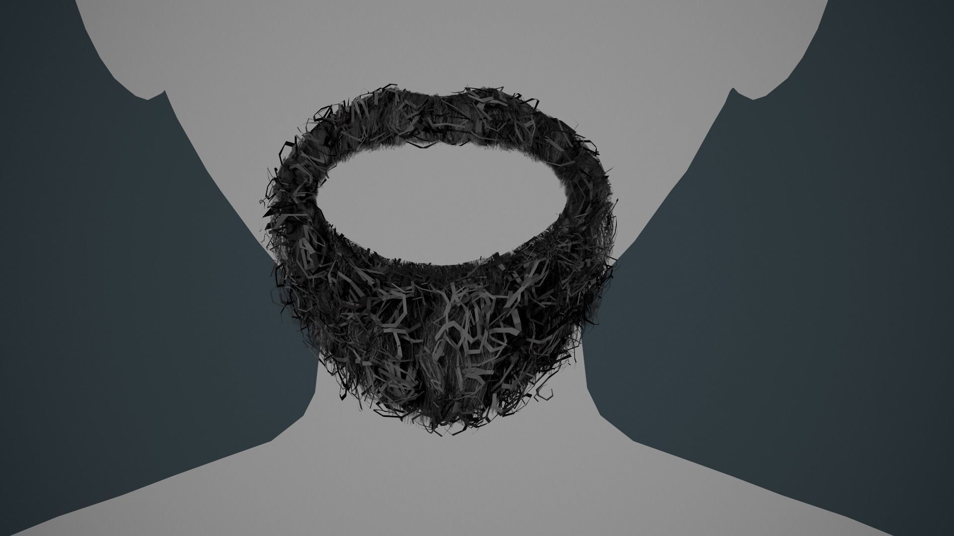 Facial Hair Cards Style 8 - Curly Circle Beard Low-poly 3D model_3