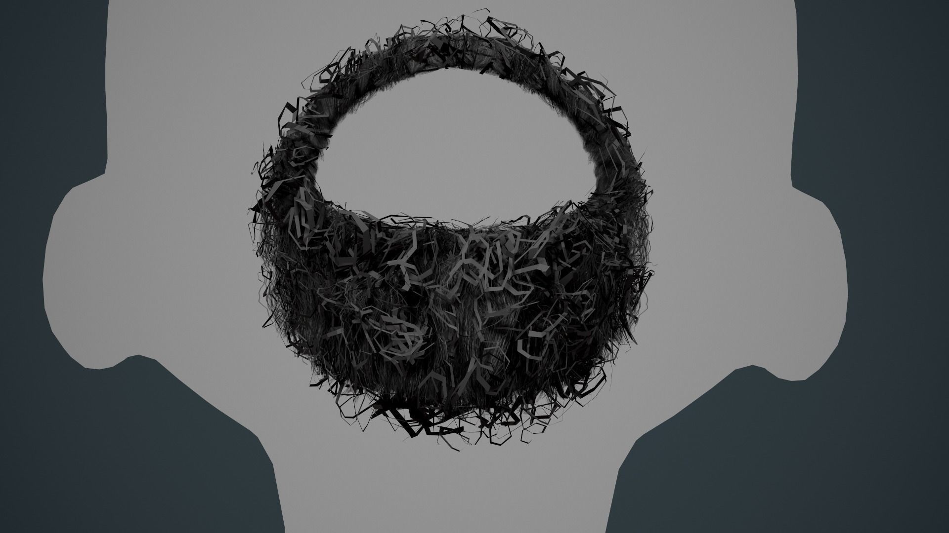 Facial Hair Cards Style 8 - Curly Circle Beard Low-poly 3D model_6