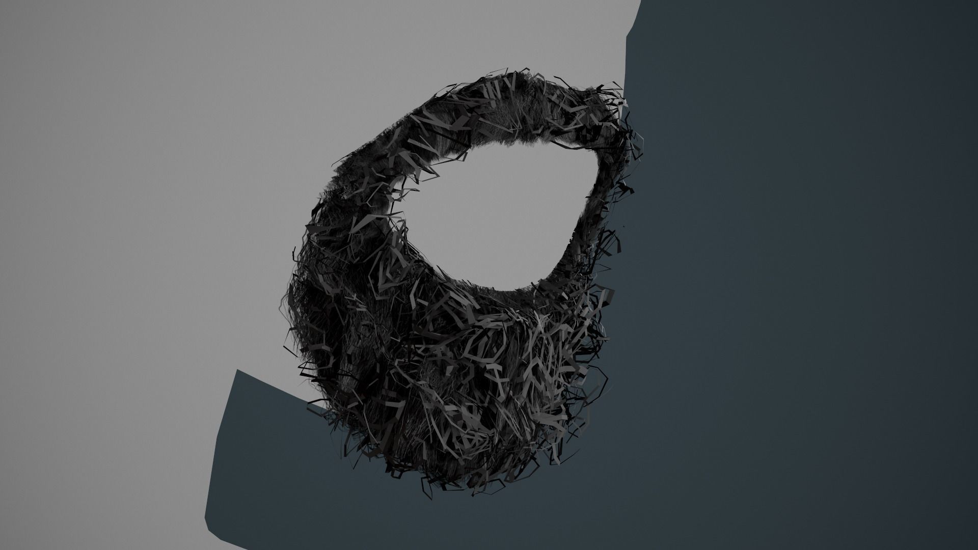 Facial Hair Cards Style 8 - Curly Circle Beard Low-poly 3D model_7