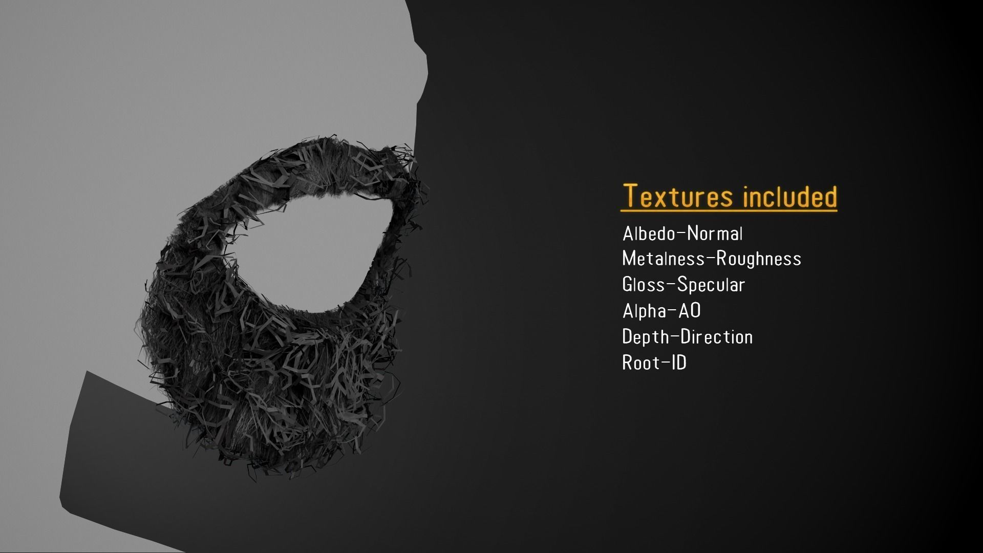 Facial Hair Cards Style 8 - Curly Circle Beard Low-poly 3D model_1