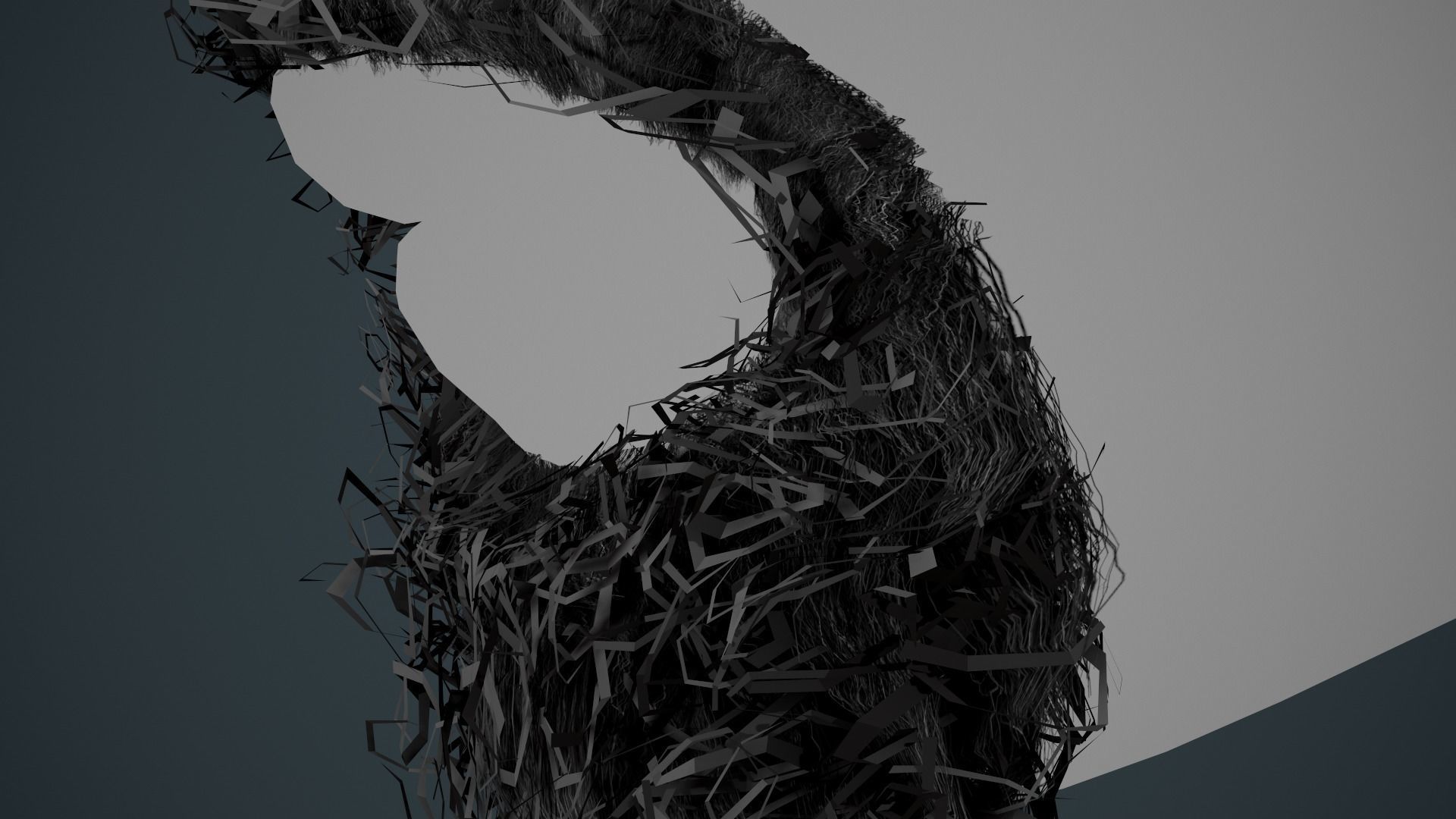 Facial Hair Cards Style 8 - Curly Circle Beard Low-poly 3D model_10