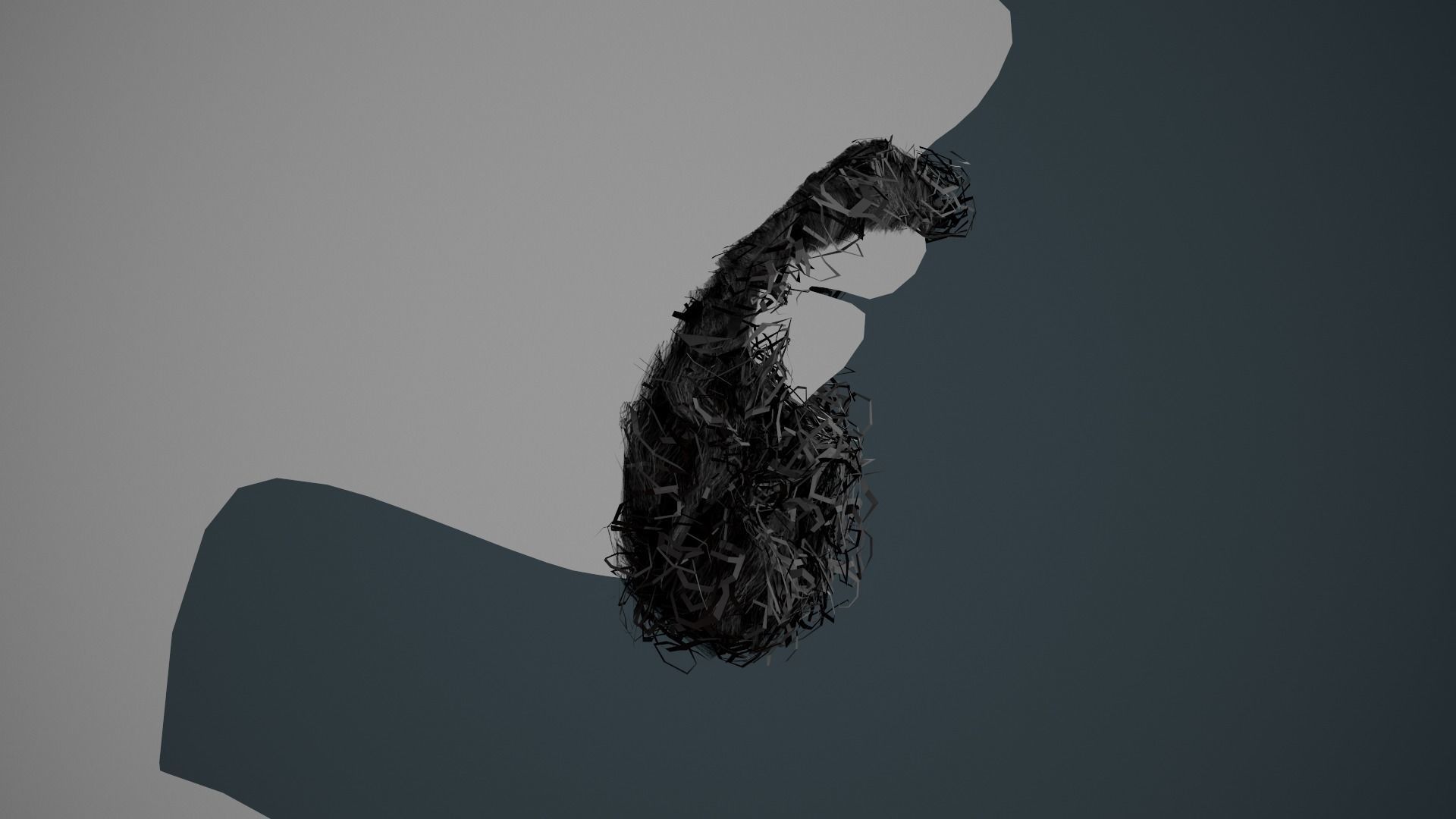 Facial Hair Cards Style 8 - Curly Circle Beard Low-poly 3D model_5