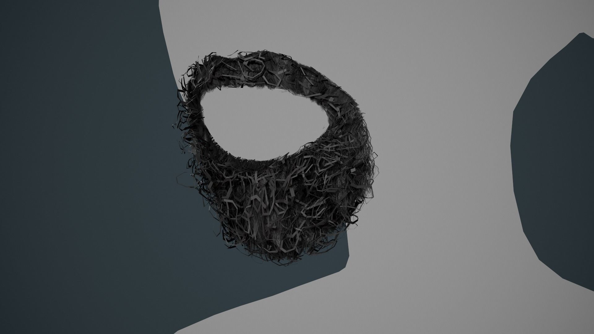 Facial Hair Cards Style 8 - Curly Circle Beard Low-poly 3D model_2