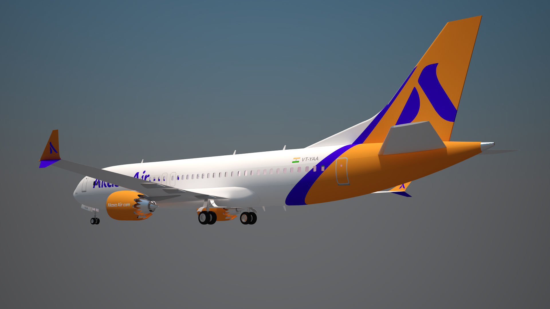 Akasa Air Boeing 737 Max 8 3D model_9
